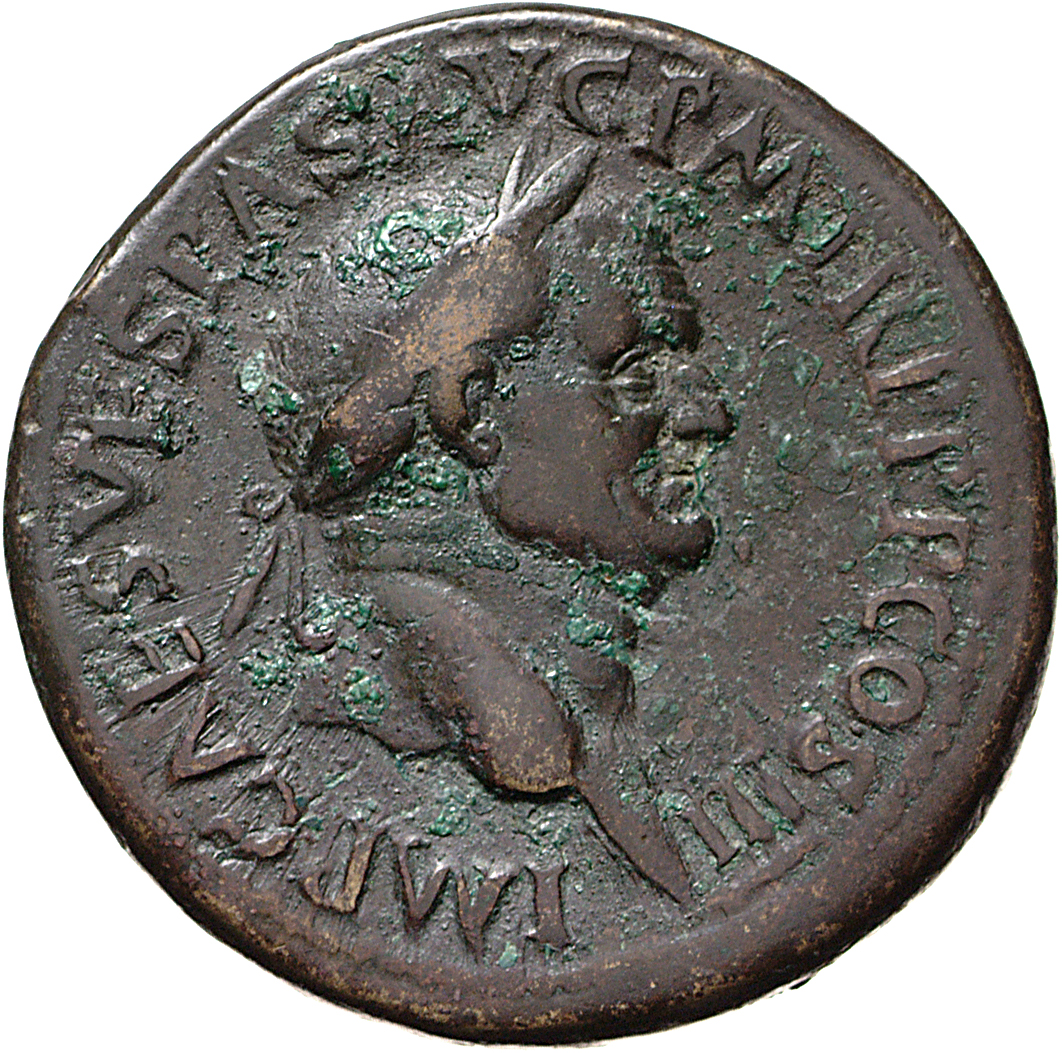 RIC II, Part 1 (second edition) Vespasian 247 Vespasian obverse, Head of Vespasian, laureate, right