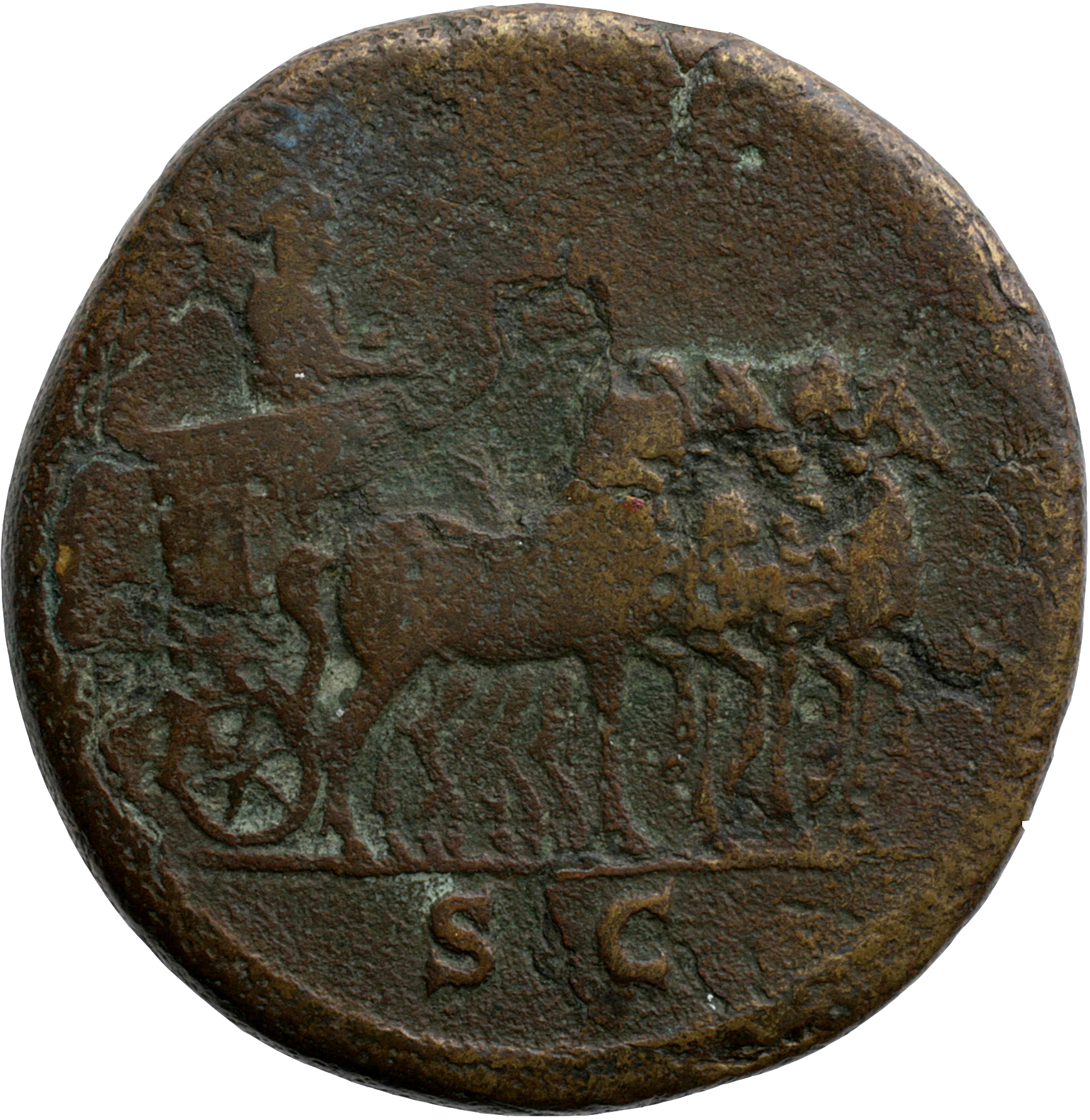 RIC II, Part 1 (second edition) Vespasian 250 Vespasian reverse, Vespasian standing in quadriga, right, holding branch and...
