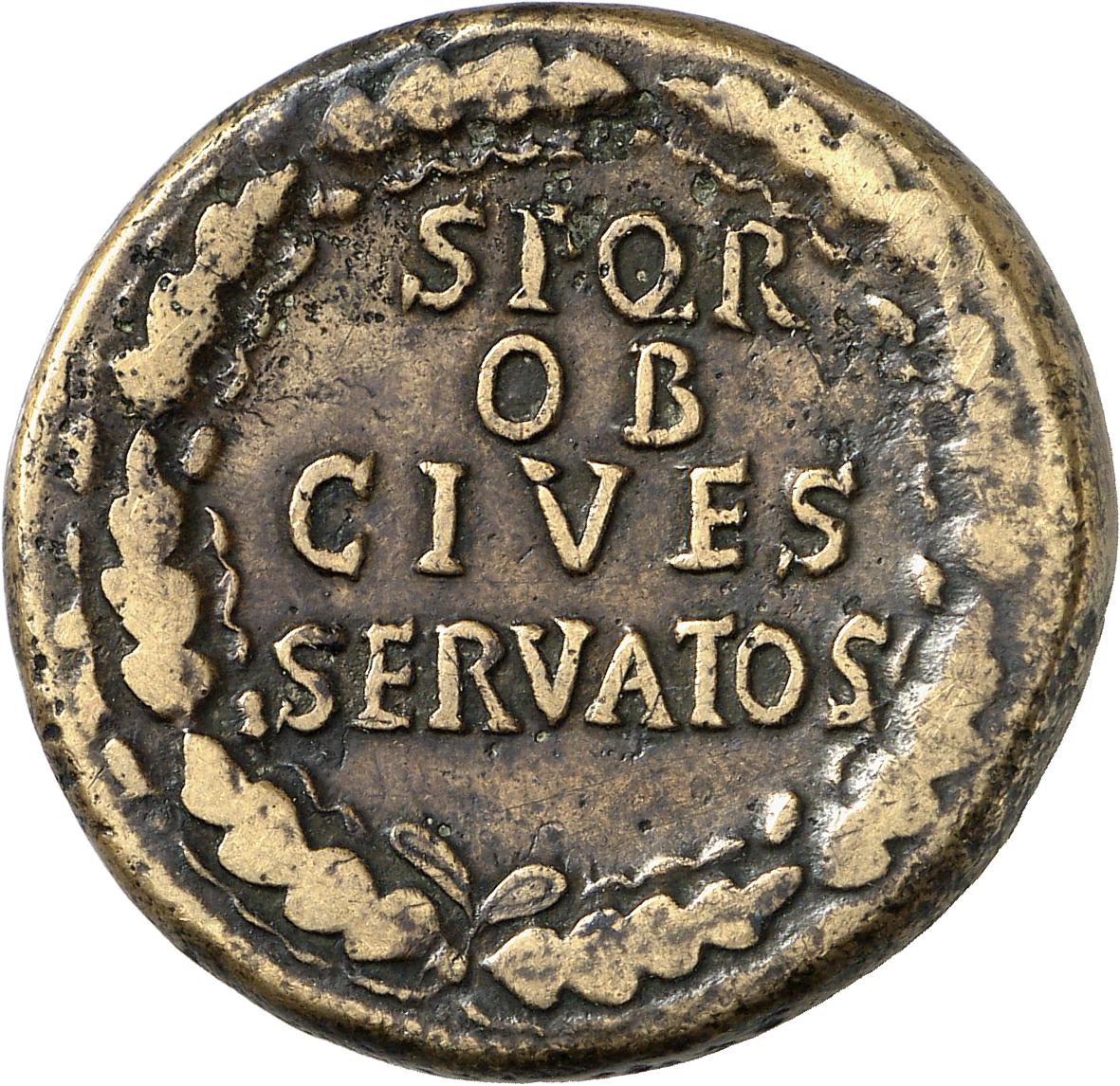 RIC II, Part 1 (second edition) Vespasian 254 Vespasian reverse, Legend in four lines in oak-wreath