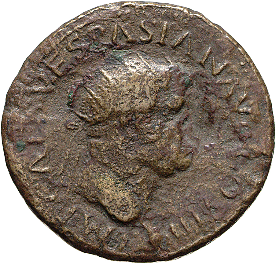 RIC II, Part 1 (second edition) Vespasian 259 Vespasian obverse, Head of Vespasian, radiate, right