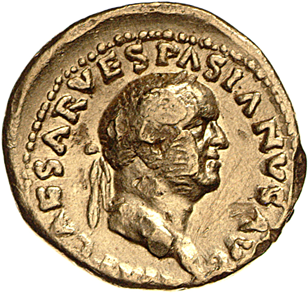 Vespasian obverse — Head of Vespasian, laureate, right