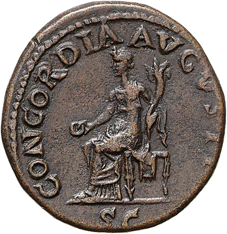 RIC II, Part 1 (second edition) Vespasian 266 Vespasian reverse, Concordia, seated left, holding patera and cornucopiae