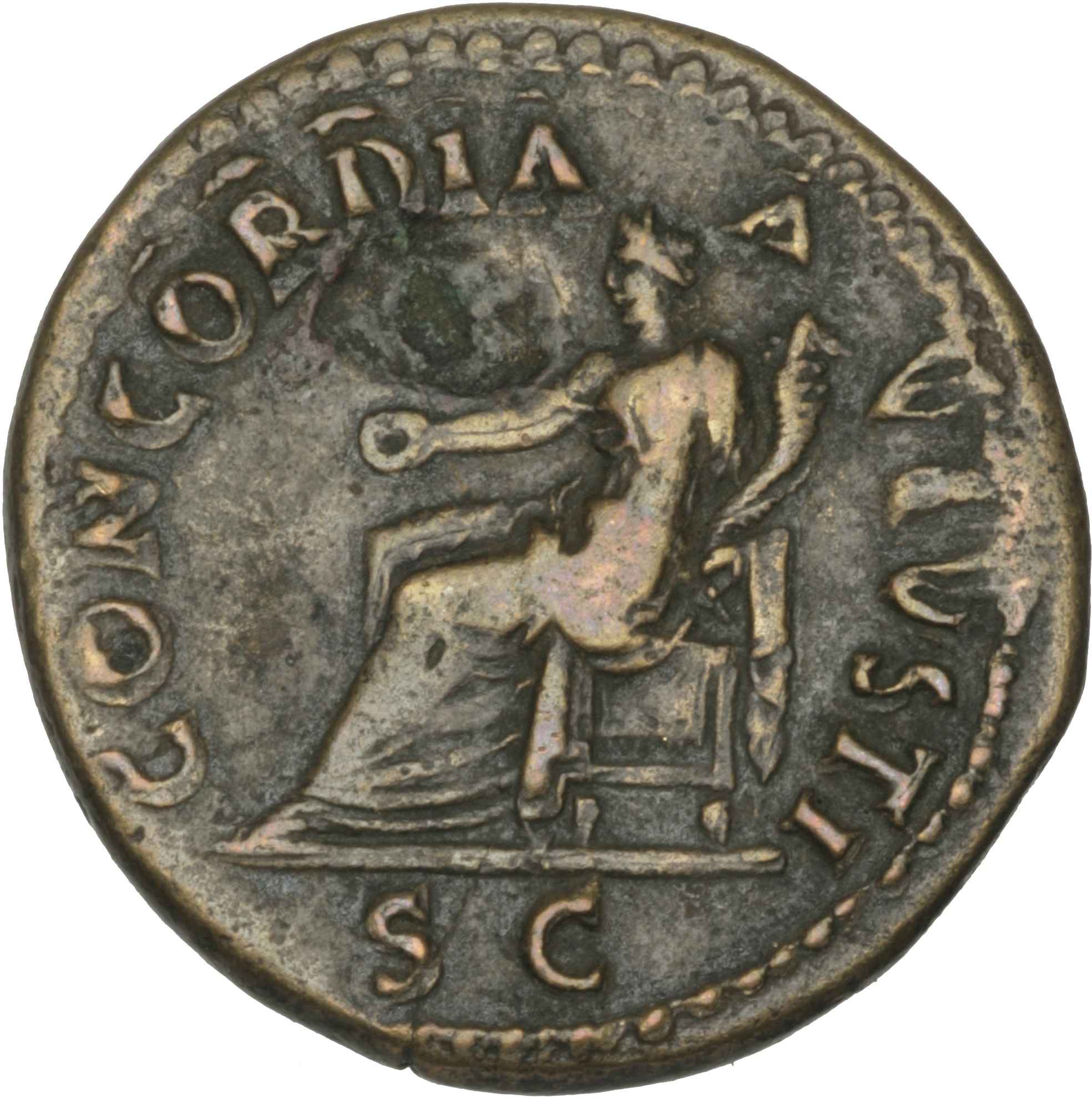 RIC II, Part 1 (second edition) Vespasian 266 Vespasian reverse, Concordia, seated left, holding patera and cornucopiae