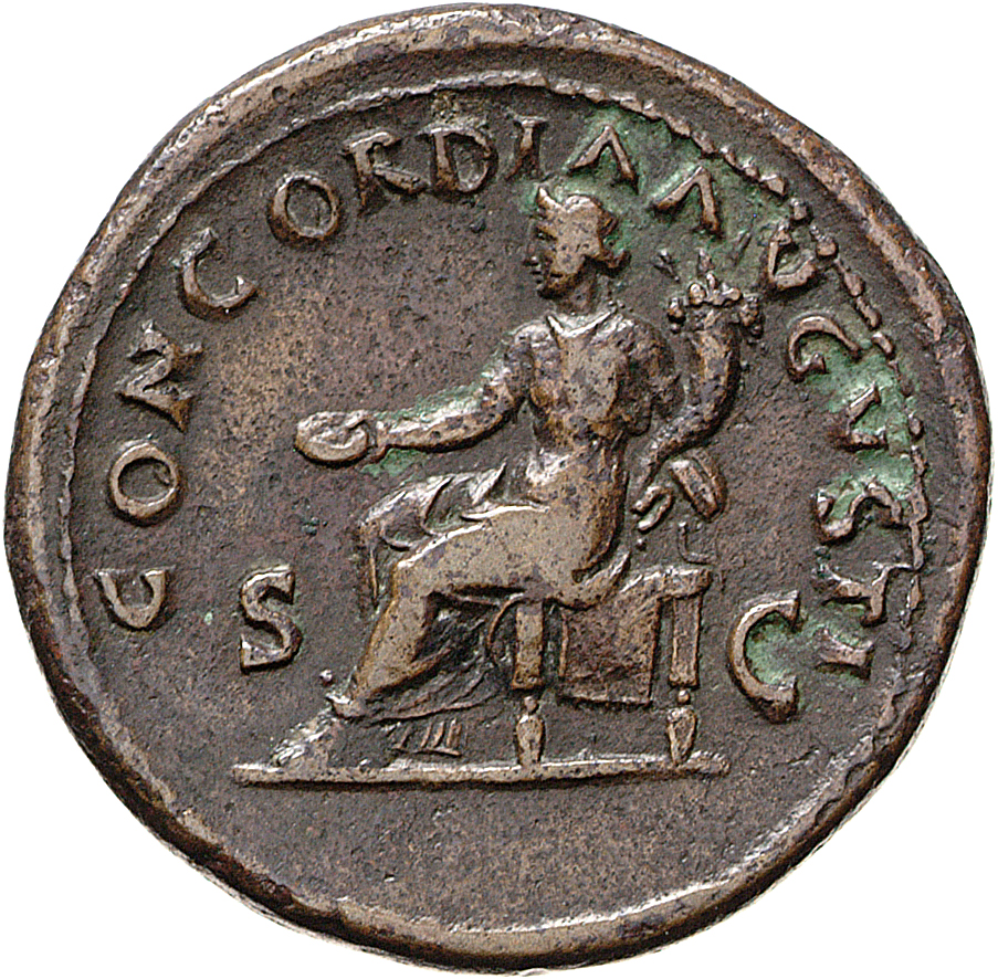 RIC II, Part 1 (second edition) Vespasian 267 Vespasian reverse, Concordia, seated left, holding patera and cornucopiae