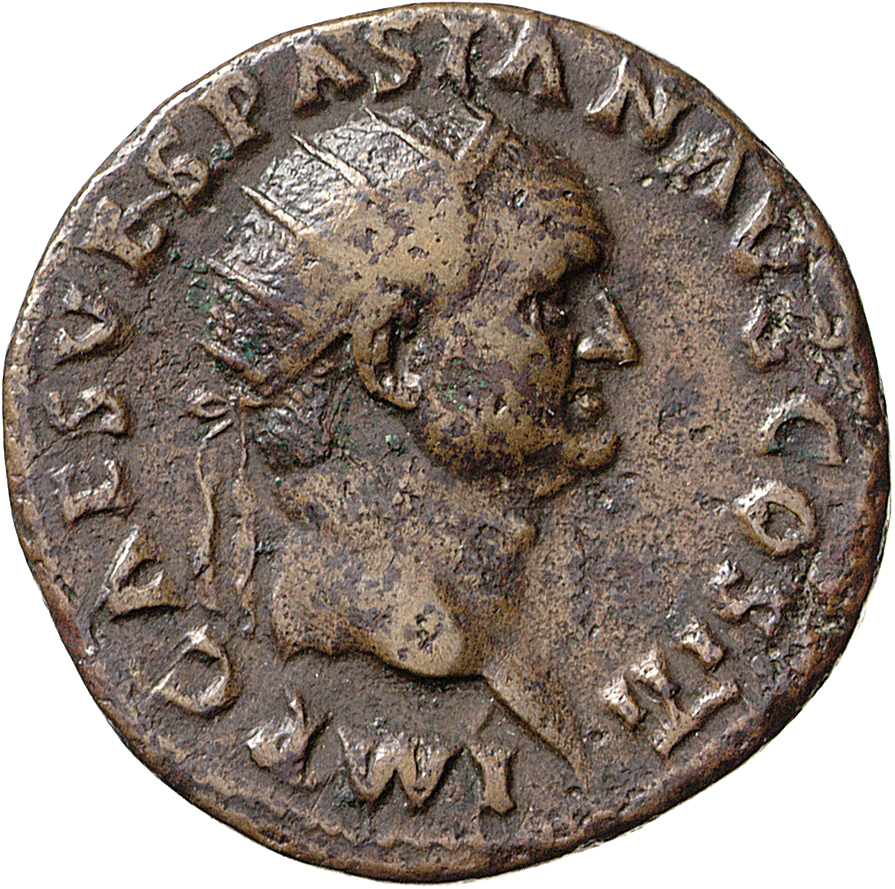 RIC II, Part 1 (second edition) Vespasian 267 Vespasian obverse, Head of Vespasian, radiate, right