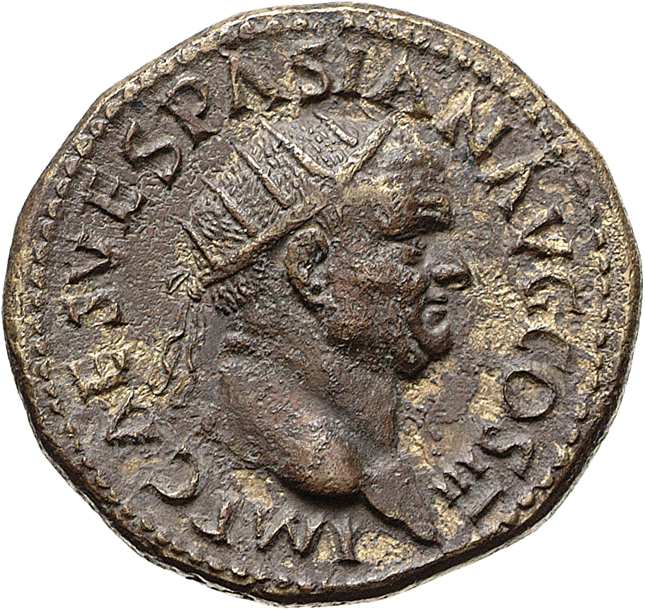 RIC II, Part 1 (second edition) Vespasian 277 Vespasian obverse, Head of Vespasian, radiate, right