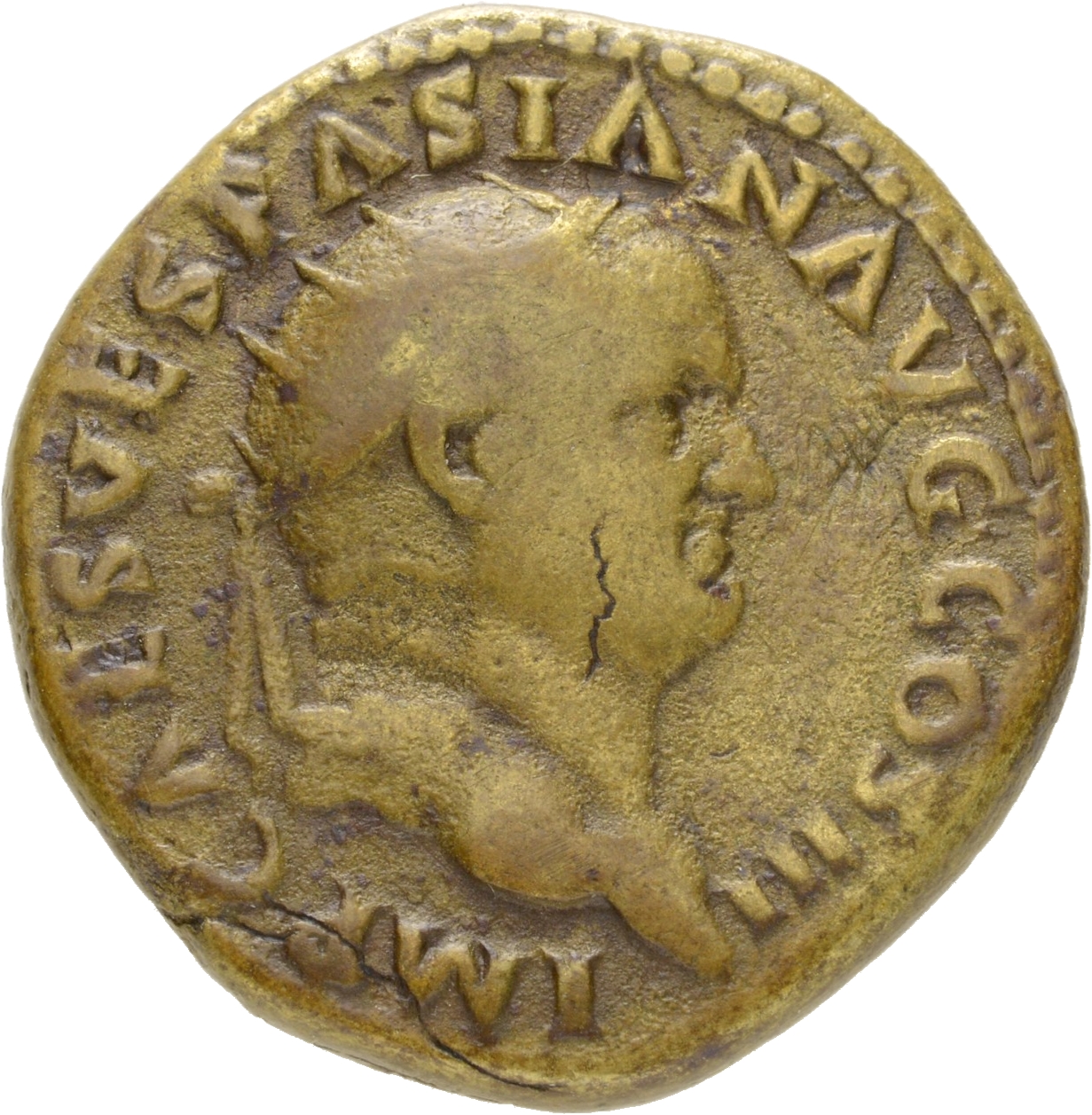 RIC II, Part 1 (second edition) Vespasian 279 Vespasian obverse, Head of Vespasian, radiate, right