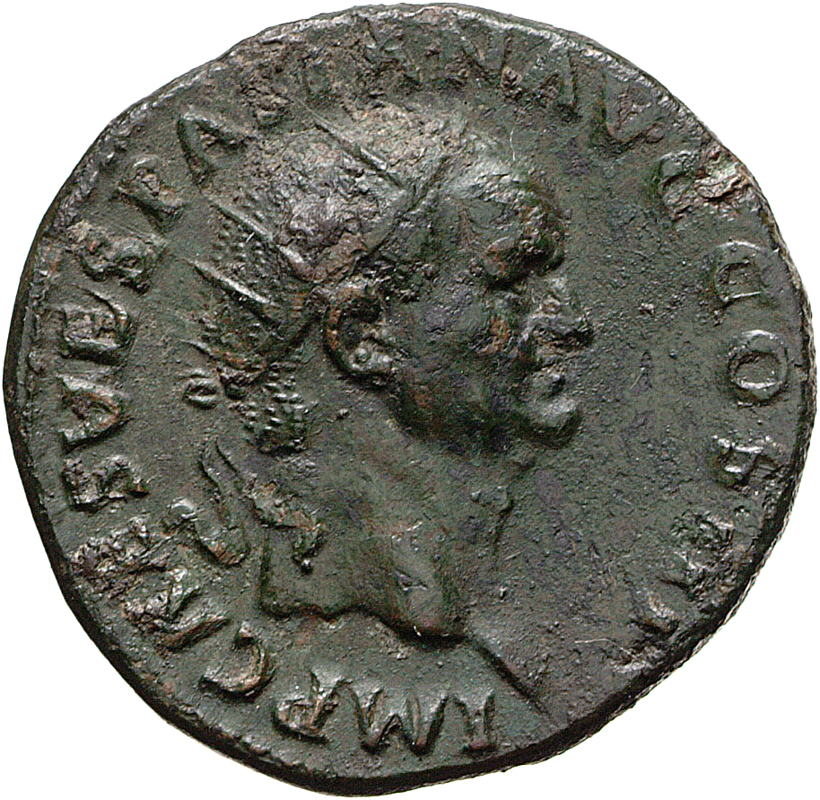 RIC II, Part 1 (second edition) Vespasian 282 Vespasian obverse, Head of Vespasian, radiate, right