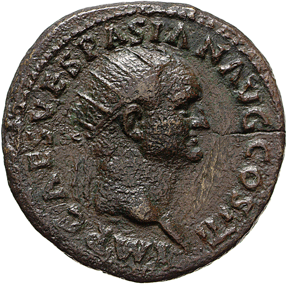 RIC II, Part 1 (second edition) Vespasian 285 Vespasian obverse, Head of Vespasian, radiate, right
