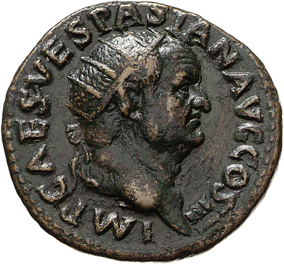 RIC II, Part 1 (second edition) Vespasian 285 Vespasian obverse, Head of Vespasian, radiate, right