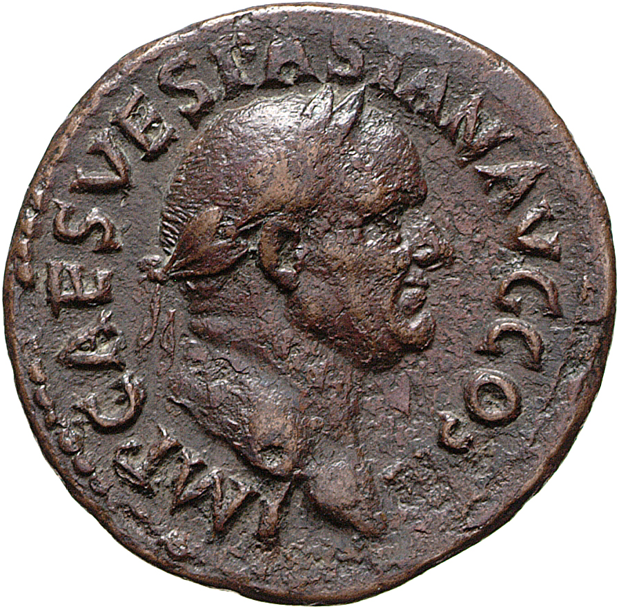 RIC II, Part 1 (second edition) Vespasian 289 Vespasian obverse, Head of Vespasian, laureate, right