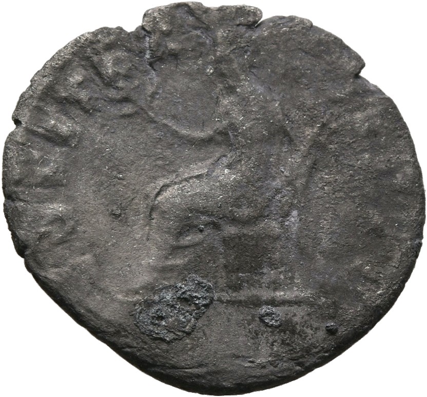 Vespasian reverse — Pax, draped. seated left, holding branch in extended right hand and winged caduceus in left