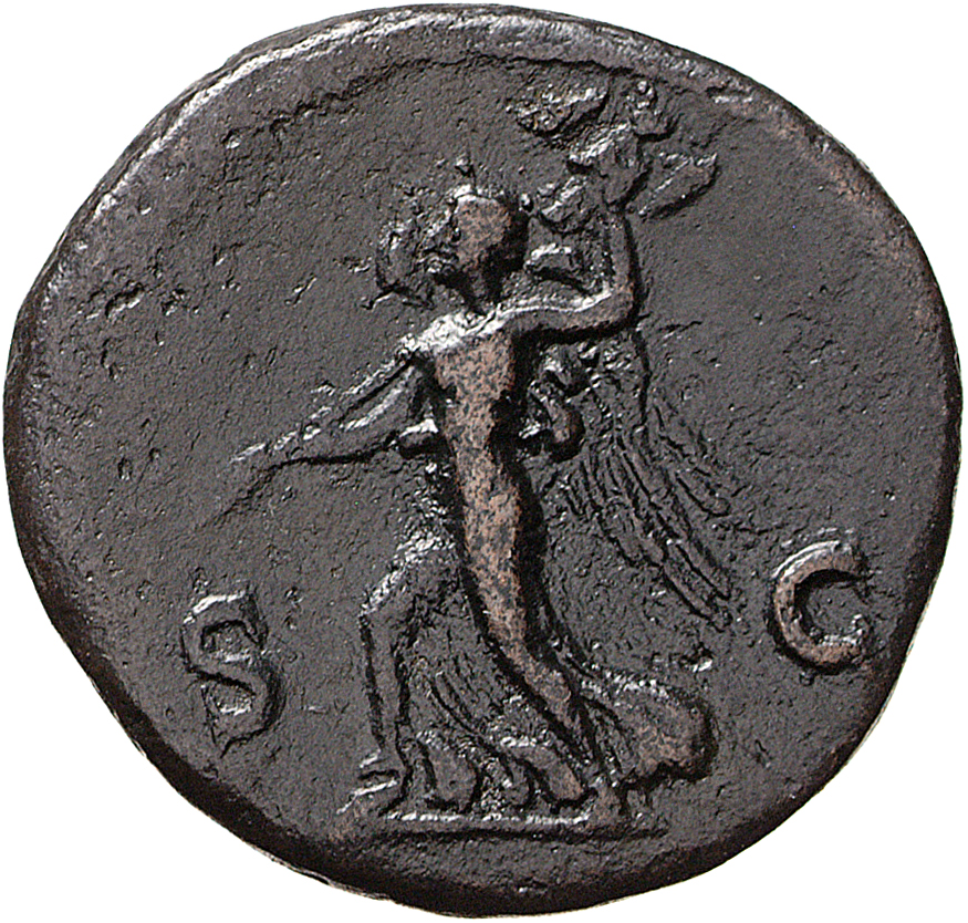 RIC II, Part 1 (second edition) Vespasian 324 Vespasian reverse, Victory advancing left, holding trophy