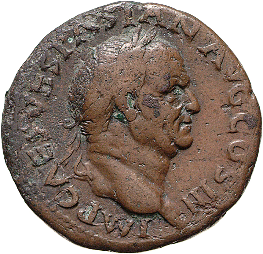 RIC II, Part 1 (second edition) Vespasian 336 Vespasian obverse, Head of Vespasian, laureate, right