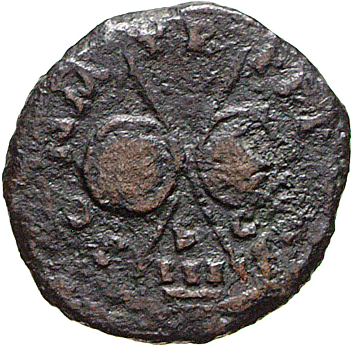 RIC II, Part 1 (second edition) Vespasian 345 Vespasian reverse, Shields and crossed spears