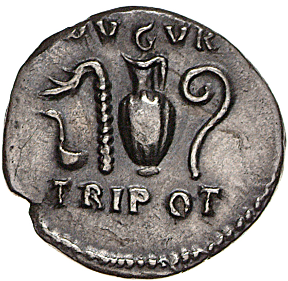 RIC II, Part 1 (second edition) Vespasian 356 Vespasian reverse, Simpulum, sprinkler, jug, and lituus