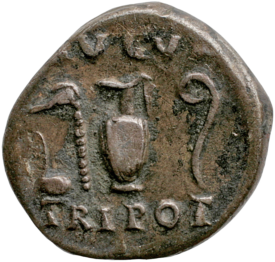 RIC II, Part 1 (second edition) Vespasian 356 Vespasian reverse, Simpulum, sprinkler, jug, and lituus