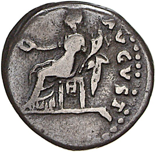 Vespasian reverse — Concordia, draped, seated left, holding patera extended in right hand and cornucopiae in left