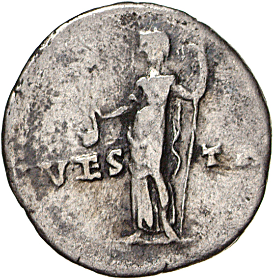 RIC II, Part 1 (second edition) Vespasian 360 Vespasian reverse, Vesta, veiled, draped, standing left, holding simpulum in...
