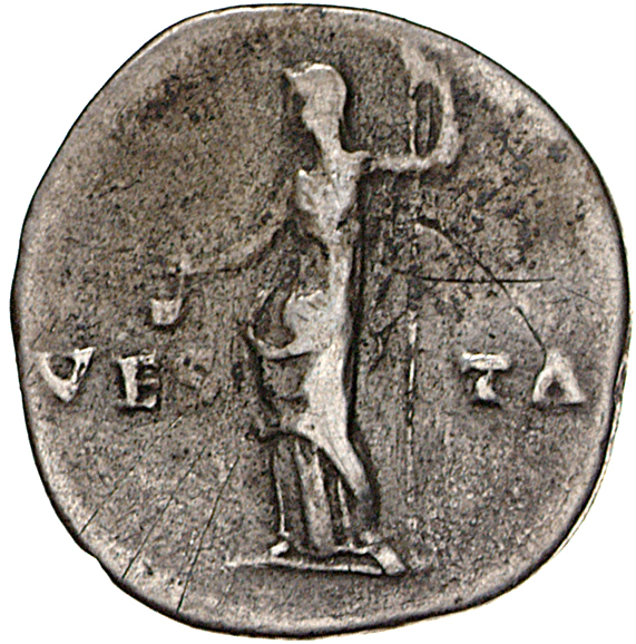 RIC II, Part 1 (second edition) Vespasian 360 Vespasian reverse, Vesta, veiled, draped, standing left, holding simpulum in...