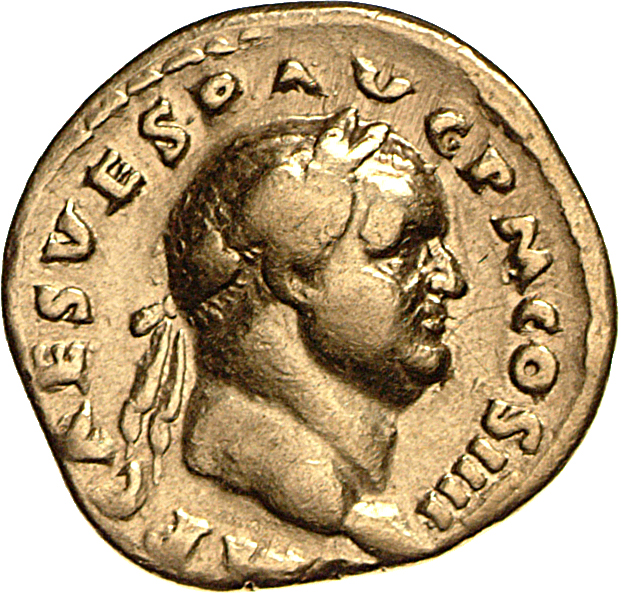RIC II, Part 1 (second edition) Vespasian 361 Vespasian obverse, Head of Vespasian, laureate, right