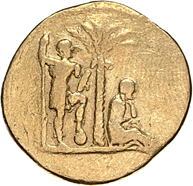 RIC II, Part 1 (second edition) Vespasian 363 Vespasian reverse, Vespasian standing right, holding spear and parazonium, r...