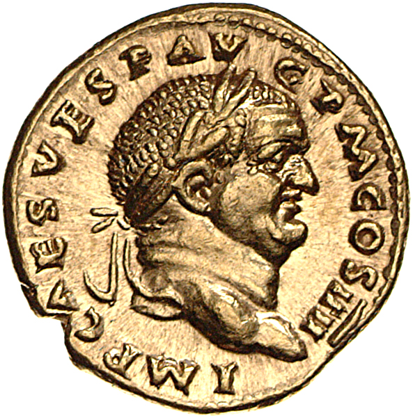 RIC II, Part 1 (second edition) Vespasian 364 Vespasian obverse, Head of Vespasian, laureate, right