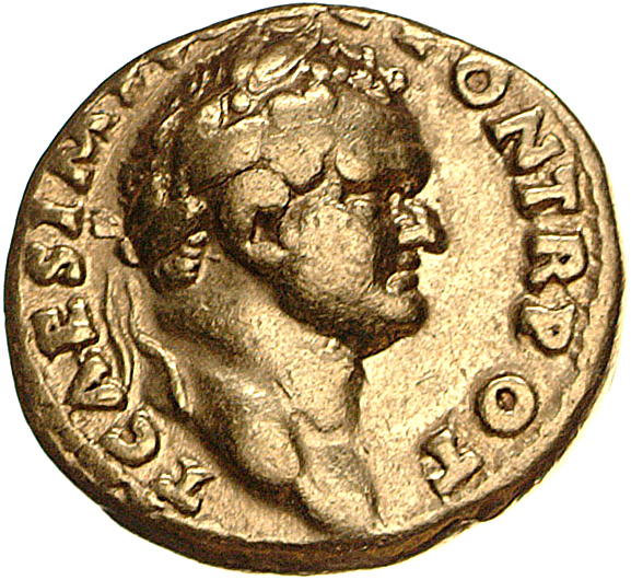 RIC II, Part 1 (second edition) Vespasian 365 Vespasian obverse, Head of Titus, bearded, laureate, right