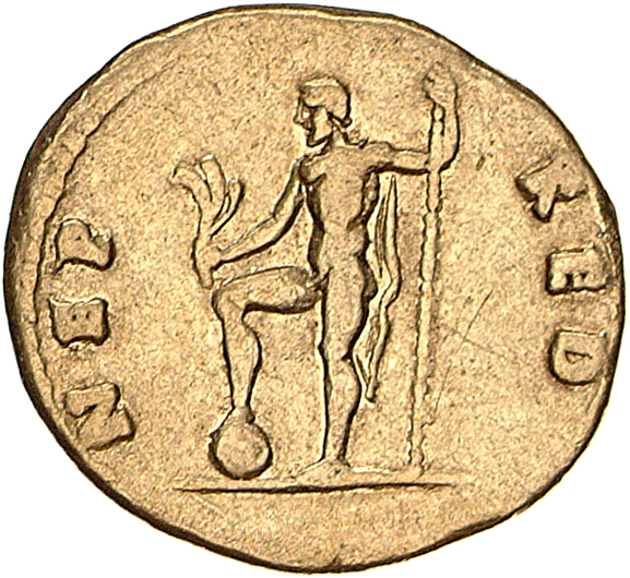 RIC II, Part 1 (second edition) Vespasian 365 Vespasian reverse, Neptune, naked except for cloak on left shoulder, standin...