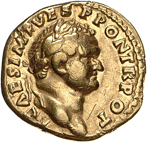 RIC II, Part 1 (second edition) Vespasian 367 Vespasian obverse, Head of Titus, bearded, laureate, right