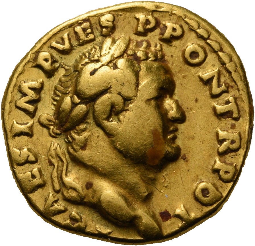 RIC II, Part 1 (second edition) Vespasian 367 Vespasian obverse, Head of Titus, bearded, laureate, right