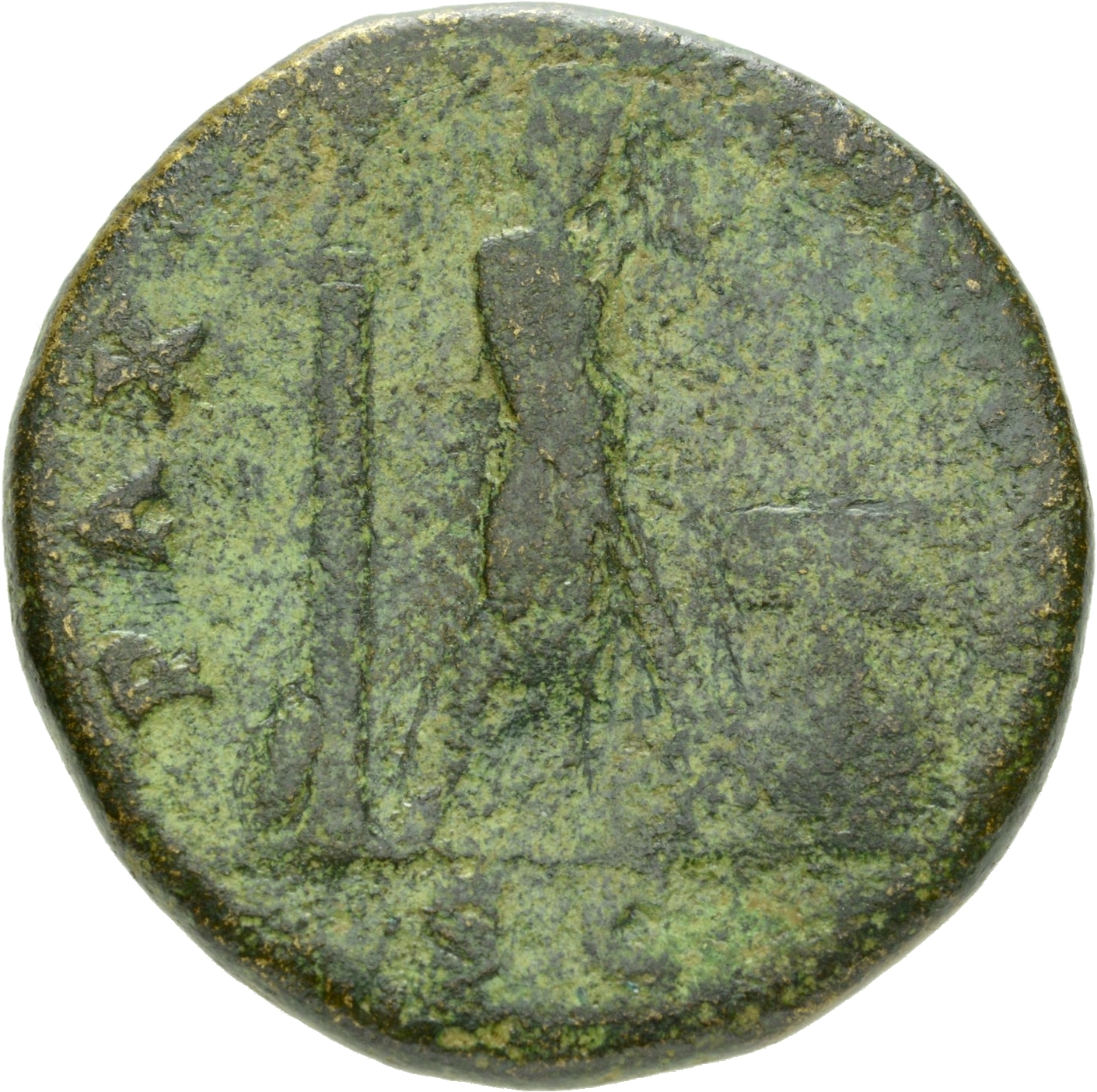 RIC II, Part 1 (second edition) Vespasian 380 Vespasian reverse, Pax standing right, setting fire to arms