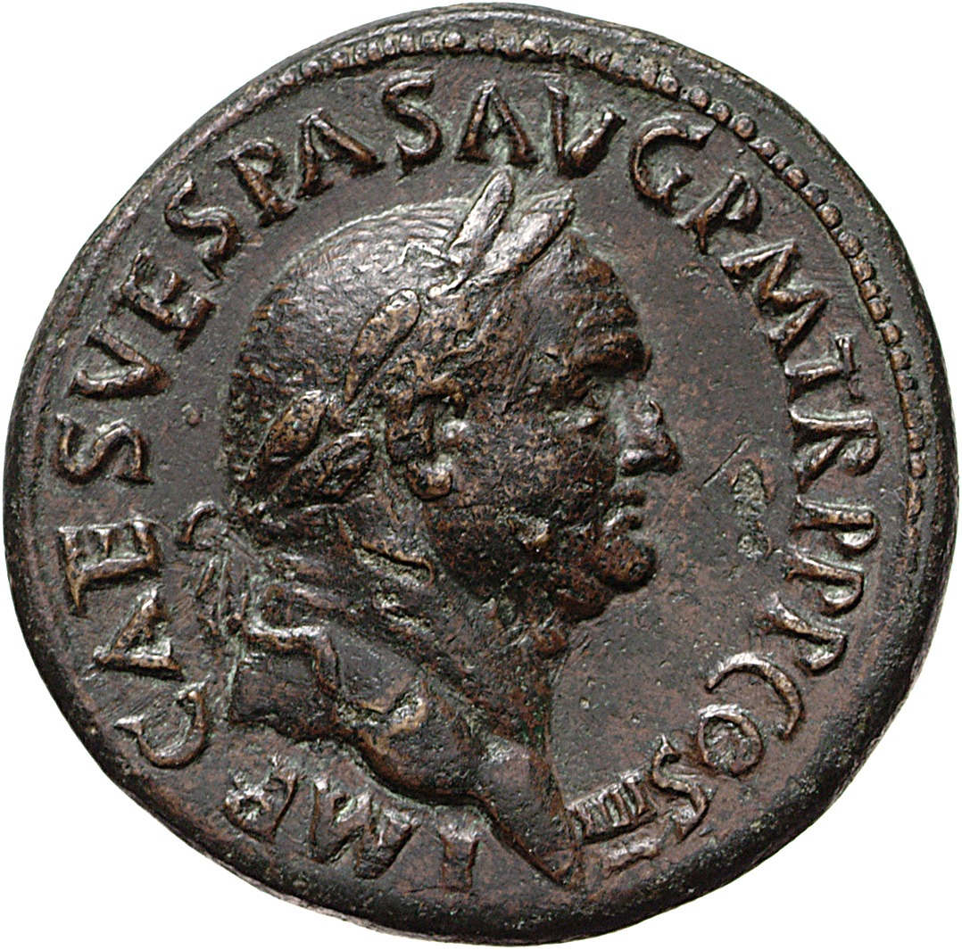 RIC II, Part 1 (second edition) Vespasian 384 Vespasian obverse, Head of Vespasian, laureate, right