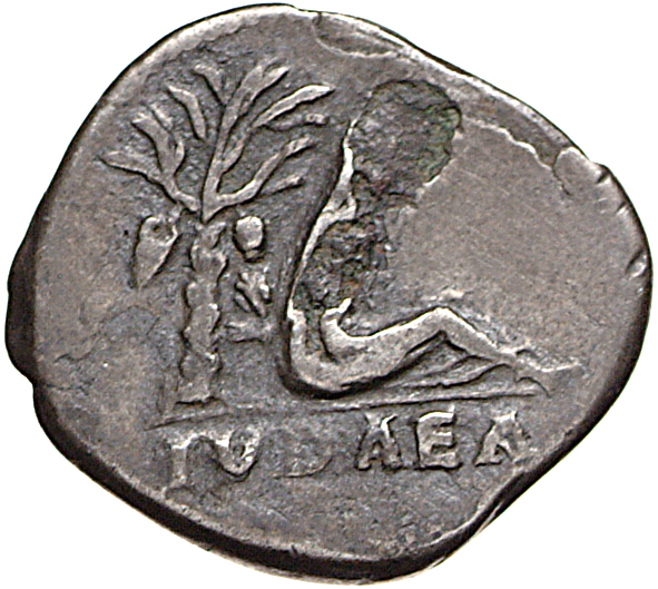 RIC II, Part 1 (second edition) Vespasian 4 Vespasian reverse, Judaea seated right, hand tied behind her back; palm-tree, ...
