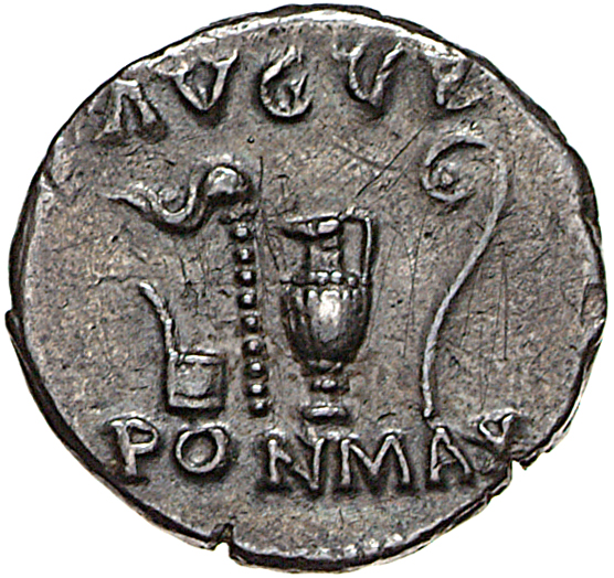 RIC II, Part 1 (second edition) Vespasian 42 Vespasian reverse, Simpulum, sprinkler, jug and lituus