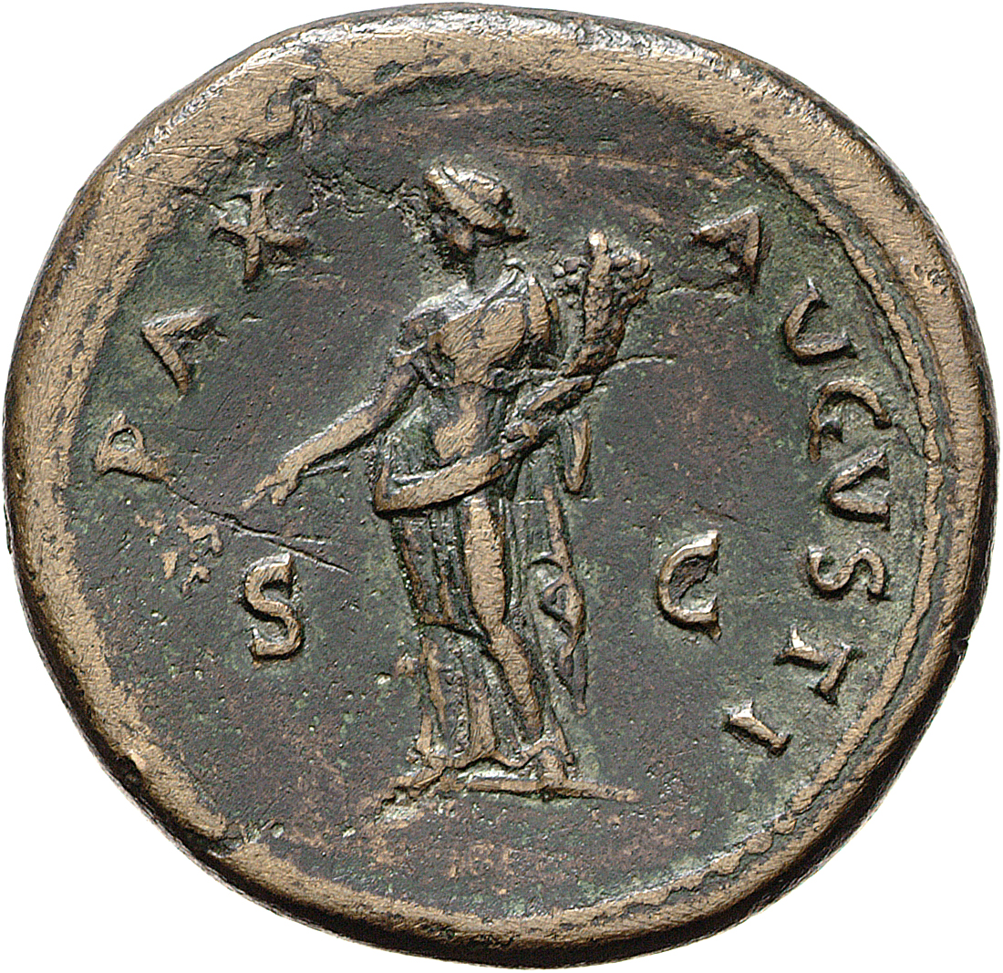 RIC II, Part 1 (second edition) Vespasian 423 Vespasian reverse, Pax standing left, holding branch and cornucopiae