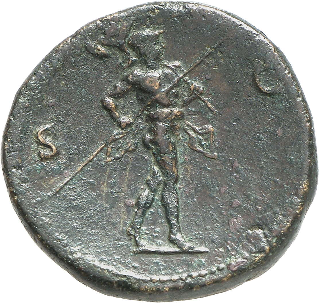 RIC II, Part 1 (second edition) Vespasian 427 Vespasian reverse, Mars advancing right, holding spear and trophy