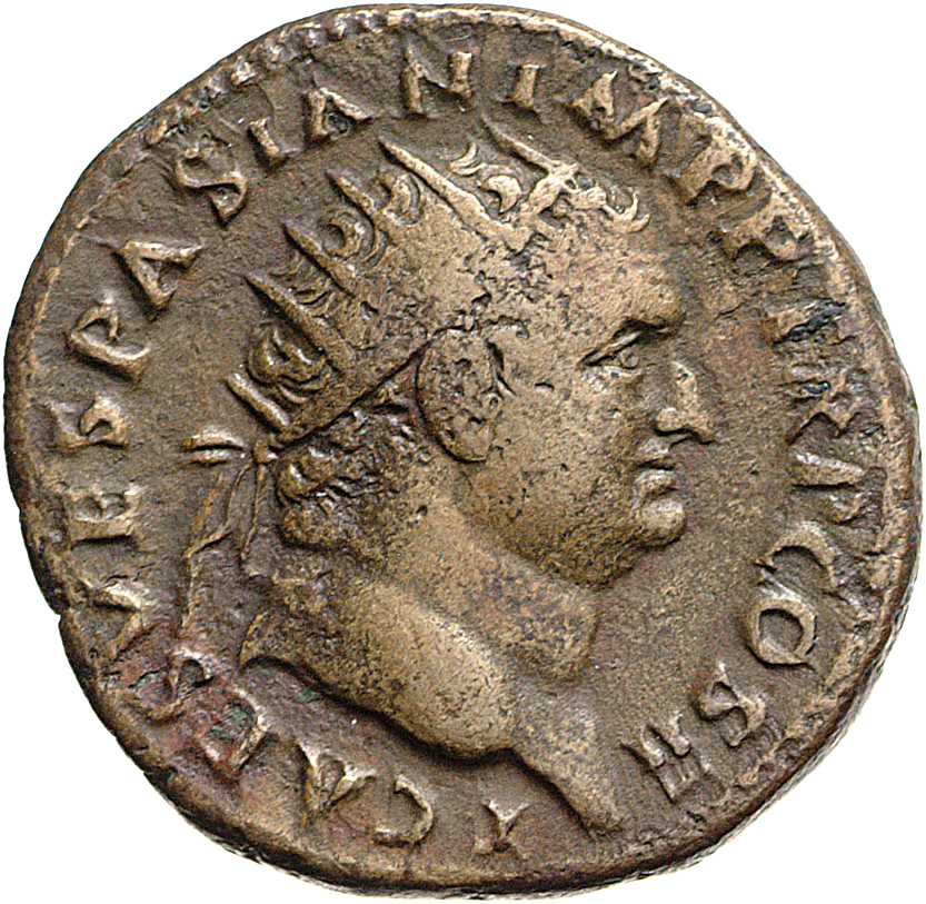 RIC II, Part 1 (second edition) Vespasian 440 Vespasian obverse, Head of Titus, radiate, right
