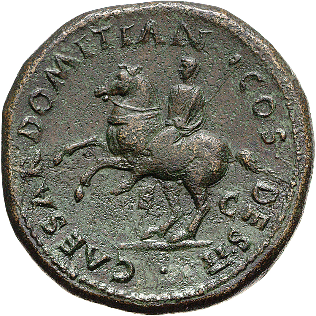 RIC II, Part 1 (second edition) Vespasian 455 Vespasian reverse, Domitian riding left, holding sceptre