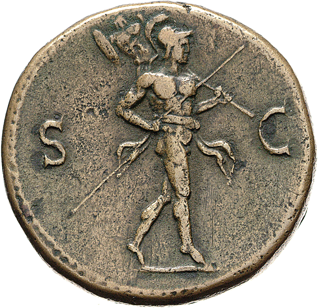 RIC II, Part 1 (second edition) Vespasian 460 Vespasian reverse, Mars advancing right, holding spear and trophy