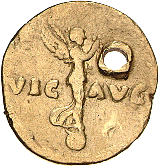 RIC II, Part 1 (second edition) Vespasian 47 Vespasian reverse, Victory standing right on globe, holding wreath and palm
