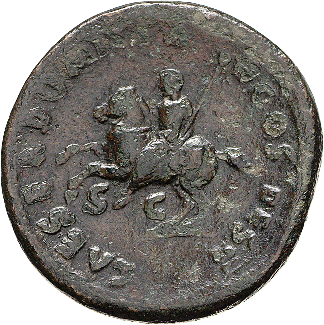 RIC II, Part 1 (second edition) Vespasian 472 Vespasian reverse, Domitian riding left, holding sceptre