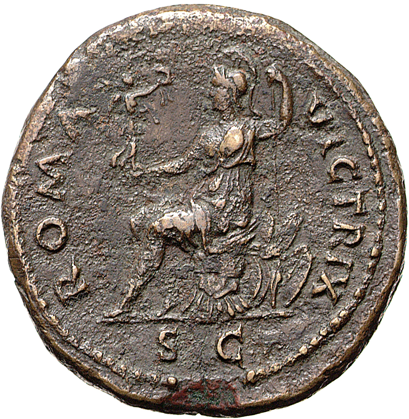 RIC II, Part 1 (second edition) Vespasian 483 Vespasian reverse, Roma seated left on cuirass, holding Victory and spear