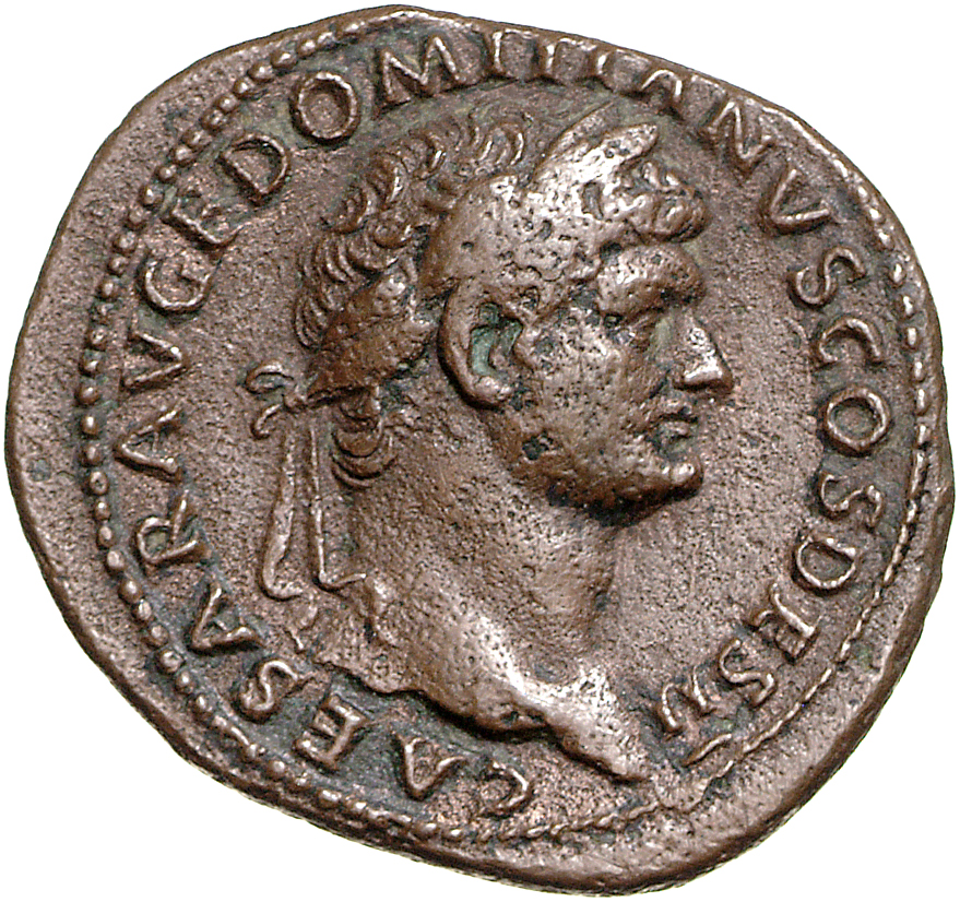 RIC II, Part 1 (second edition) Vespasian 491 Vespasian obverse, Head of Domitian, laureate, right