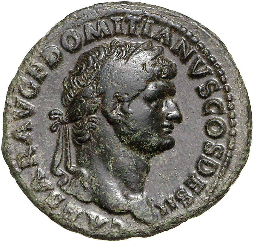 RIC II, Part 1 (second edition) Vespasian 493 Vespasian obverse, Head of Domitian, laureate, right