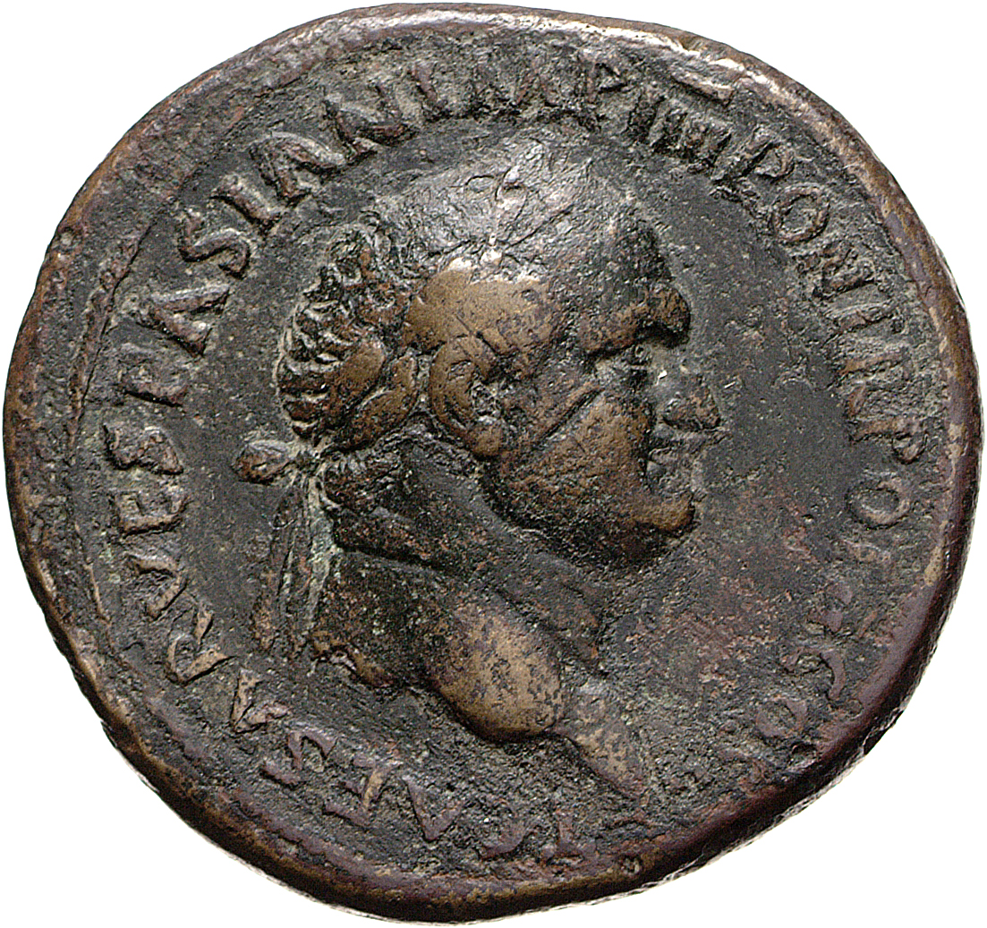 RIC II, Part 1 (second edition) Vespasian 495 Vespasian obverse, Head of Titus, laureate, right
