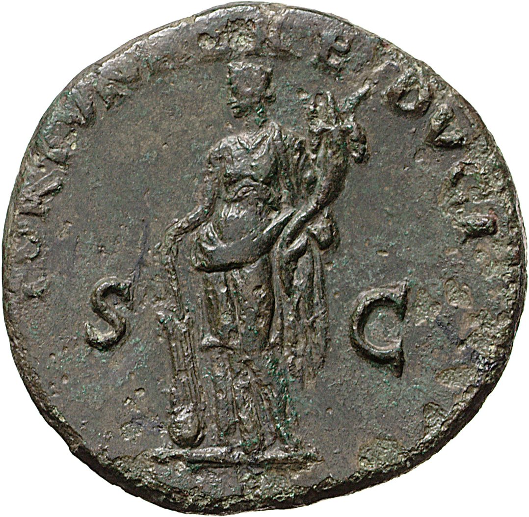 RIC II, Part 1 (second edition) Vespasian 50 Vespasian reverse, Fortuna standing left, holding rudder on globe and cornuco...