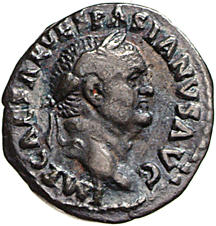 RIC II, Part 1 (second edition) Vespasian 508 Vespasian obverse, Head of Vespasian, laureate, right