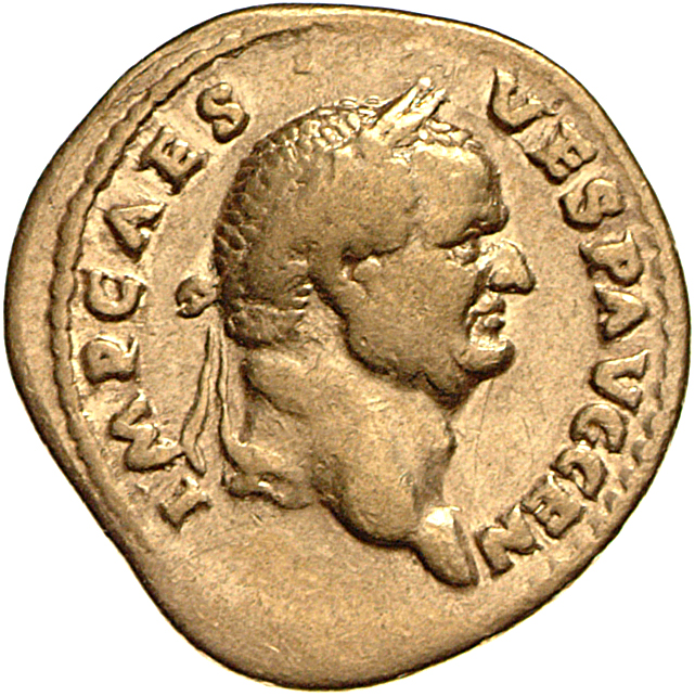 RIC II, Part 1 (second edition) Vespasian 512 Vespasian obverse, Head of Vespasian, laureate, right