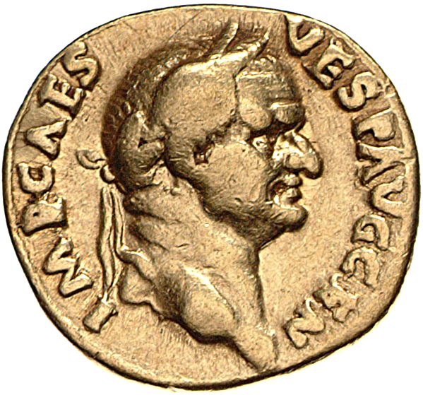 RIC II, Part 1 (second edition) Vespasian 512 Vespasian obverse, Head of Vespasian, laureate, right